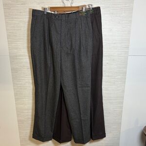 Bill Blass Gray and Brown Pleated Cuffed Dress Pants Wool Cashmere 36x34